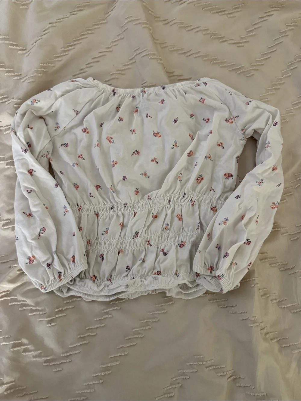 OshKosh B'gosh White Floral Smocked Top